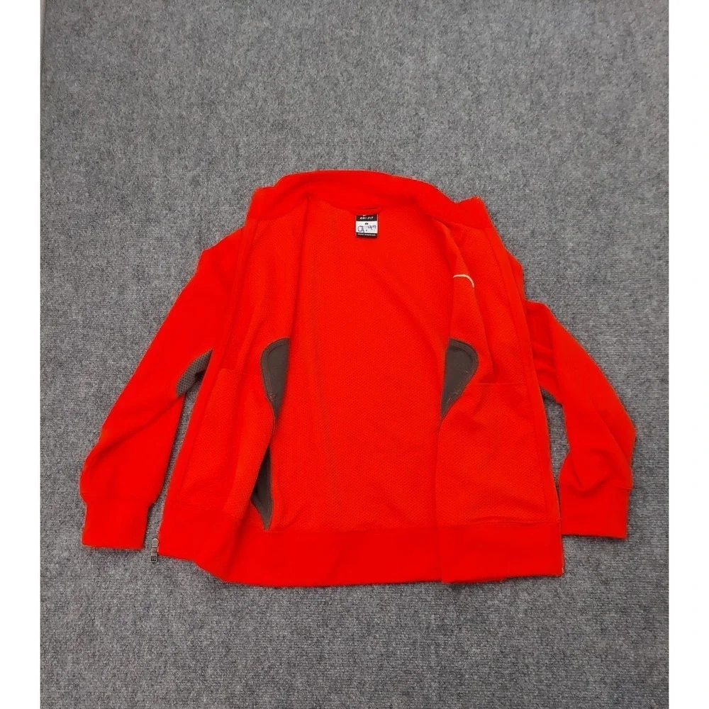 Nike Dri-FIT Jacket Youth Large Orange Gray Full Zip Track Swoosh‎ Athletic
